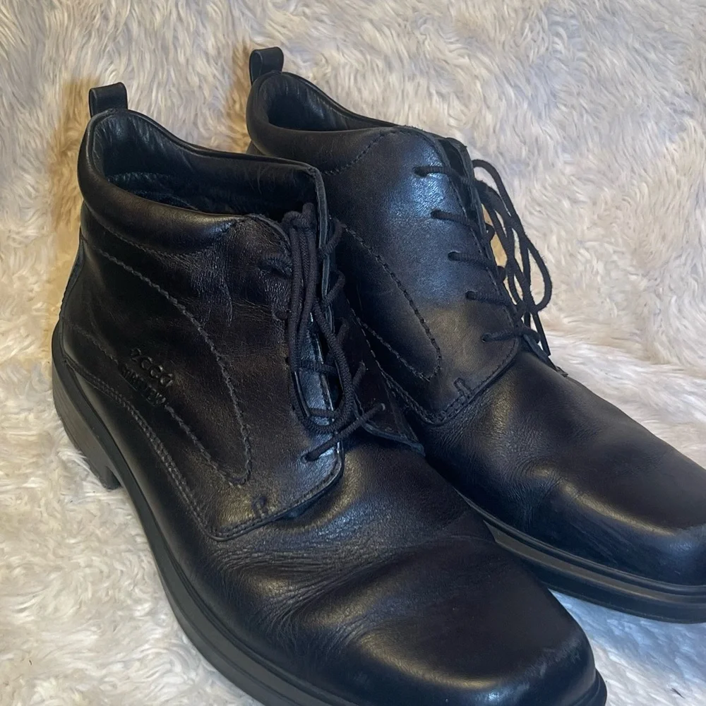 Ecco Men's Gore- tex Black Leather chukka ankle Shoes size 11
